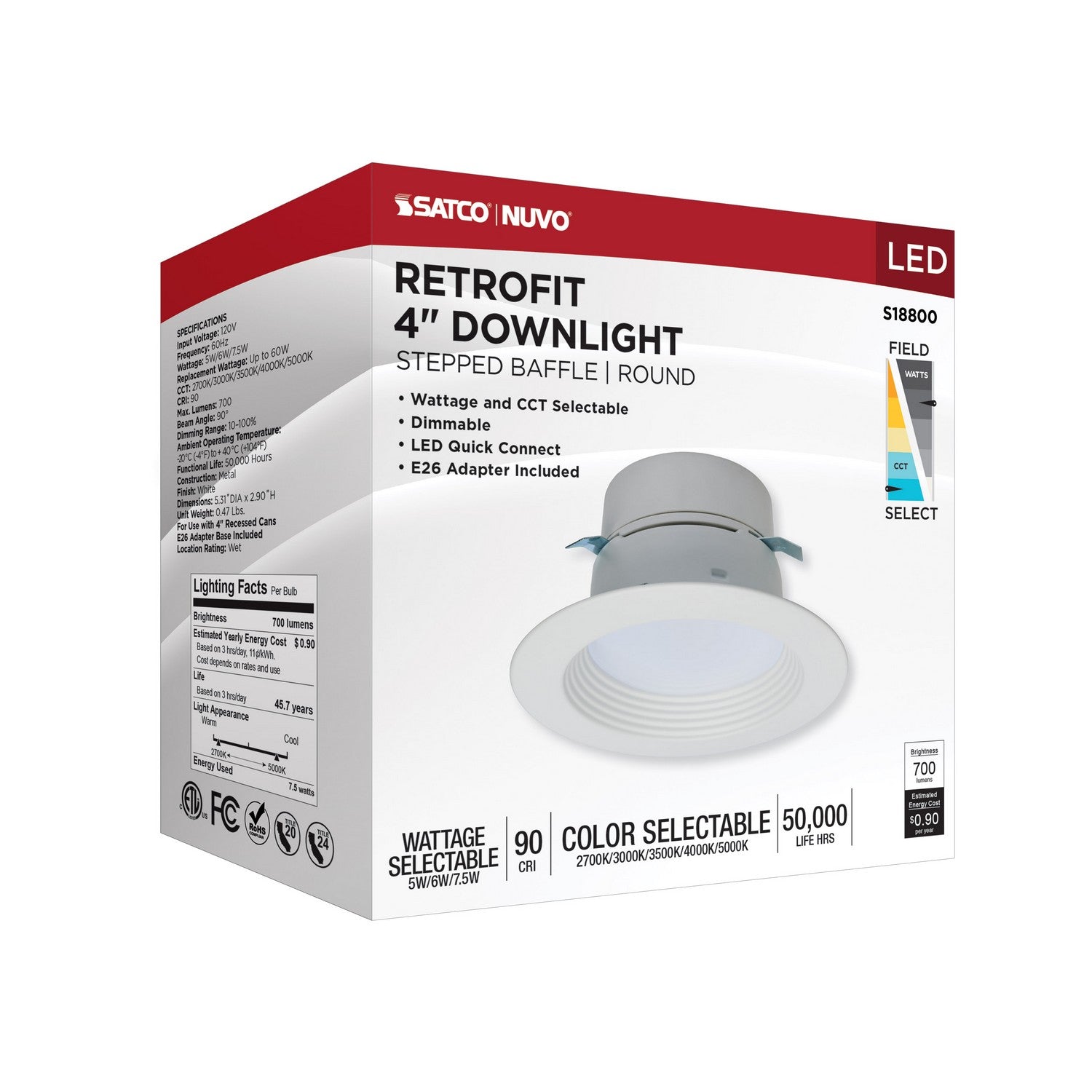 Satco - S18800 - LED Downlight - White