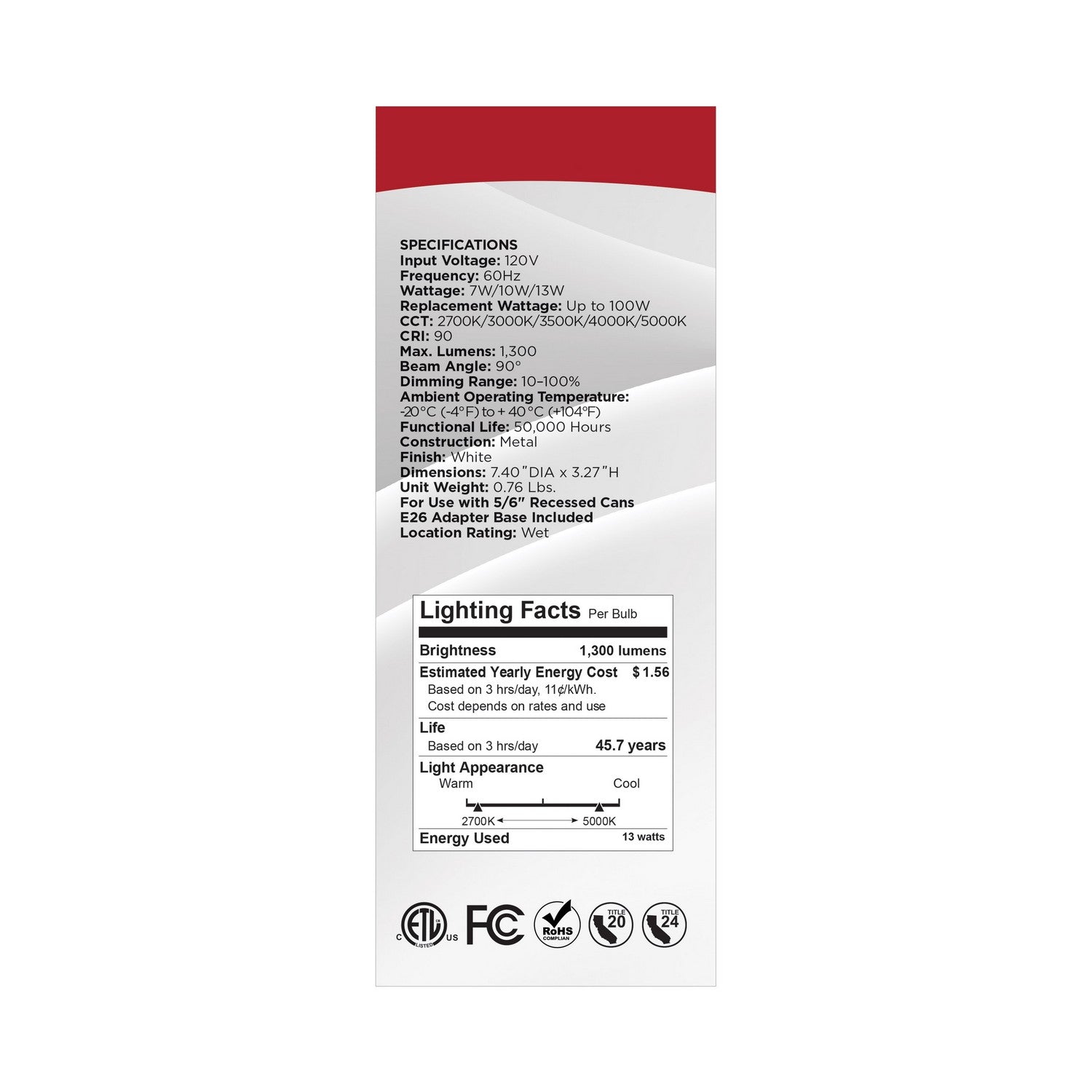 Satco - S18801 - LED Downlight - White