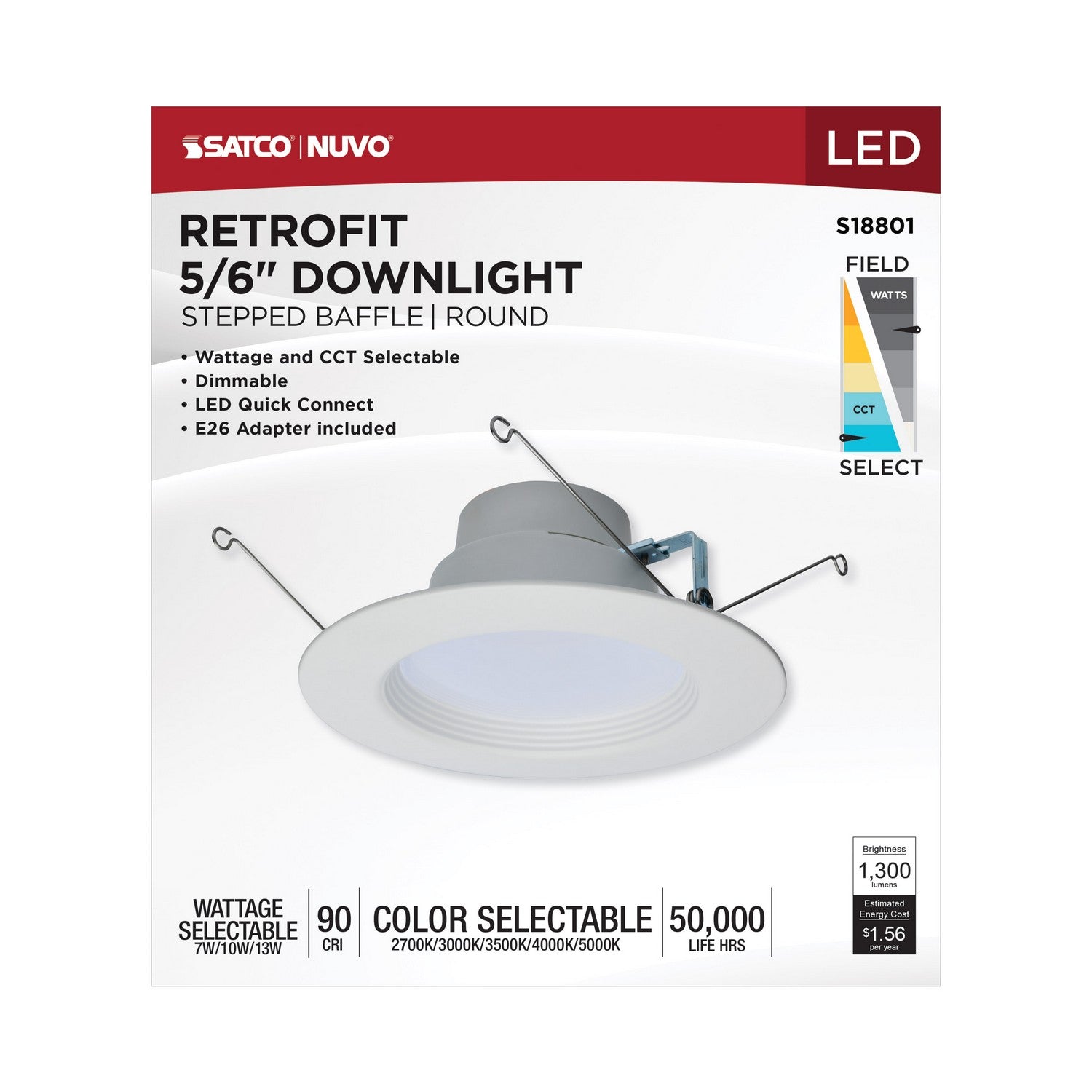 Satco - S18801 - LED Downlight - White