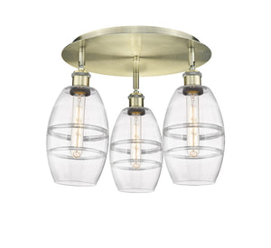 Innovations - 516-3C-AB-G557-6CL - Three Light Flush Mount - Downtown Urban - Antique Brass