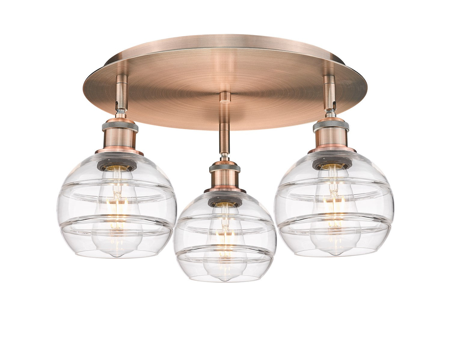 Innovations - 516-3C-AC-G556-6CL - Three Light Flush Mount - Downtown Urban - Antique Copper