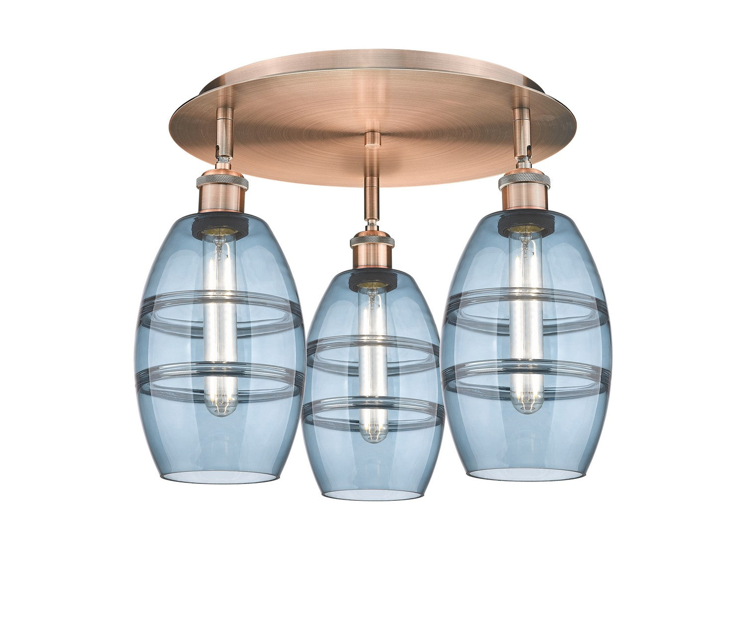 Innovations - 516-3C-AC-G557-6BL - Three Light Flush Mount - Downtown Urban - Antique Copper