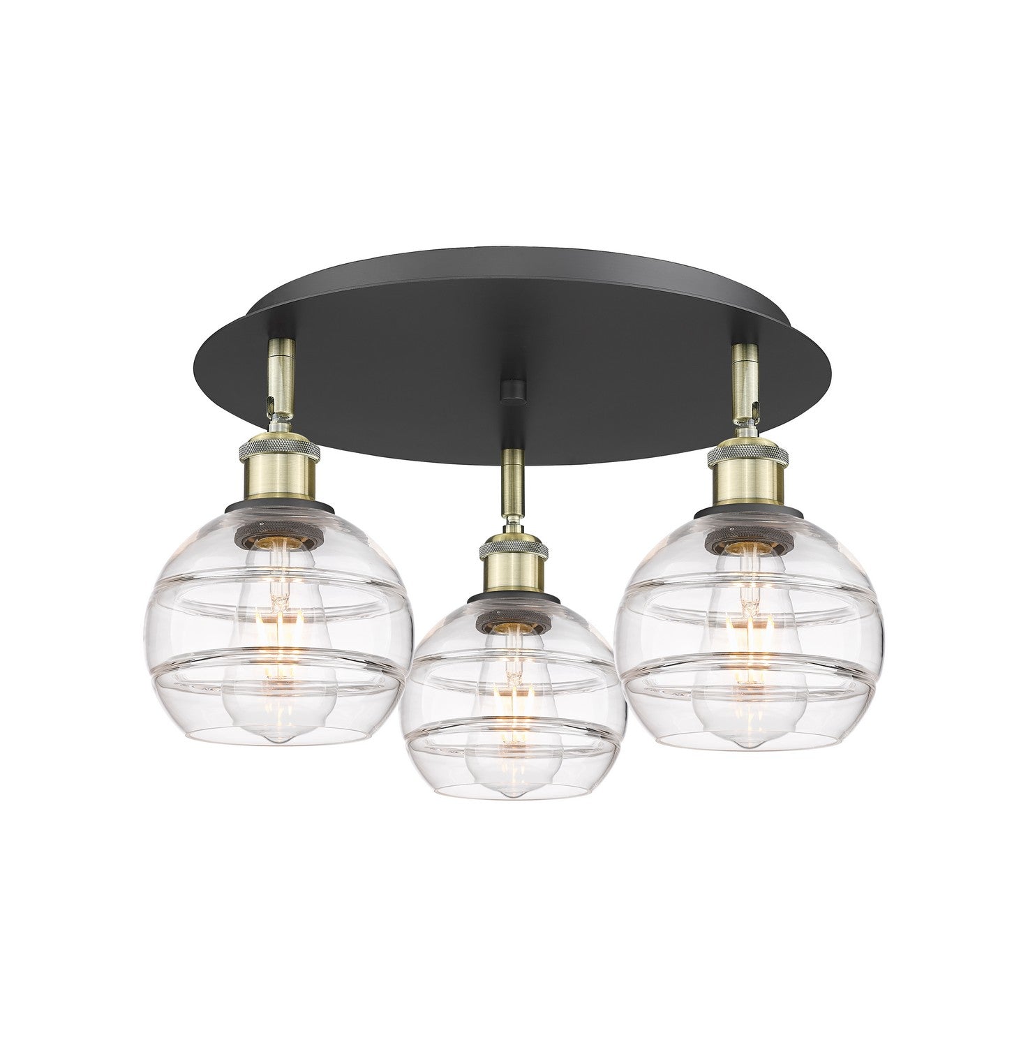 Innovations - 516-3C-BAB-G556-6CL - Three Light Flush Mount - Downtown Urban - Black Antique Brass