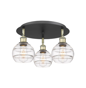 Innovations - 516-3C-BAB-G556-6CL - Three Light Flush Mount - Downtown Urban - Black Antique Brass