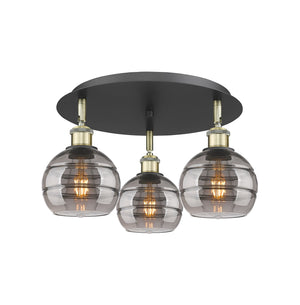 Innovations - 516-3C-BAB-G556-6SM - Three Light Flush Mount - Downtown Urban - Black Antique Brass