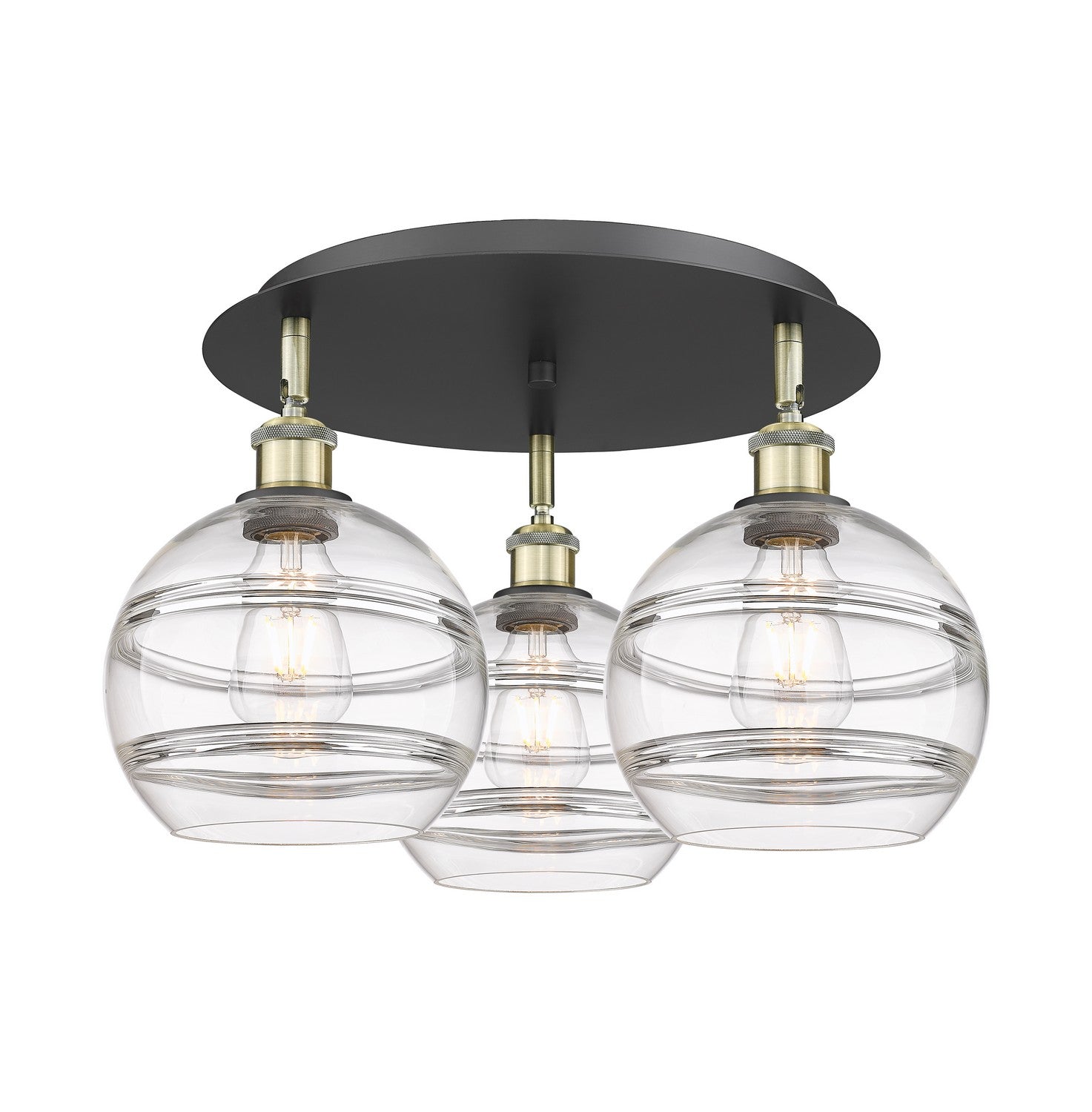 Innovations - 516-3C-BAB-G556-8CL - Three Light Flush Mount - Downtown Urban - Black Antique Brass