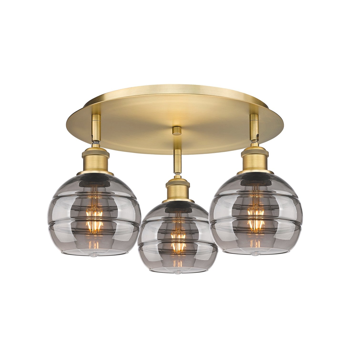 Innovations - 516-3C-BB-G556-6SM - Three Light Flush Mount - Downtown Urban - Brushed Brass