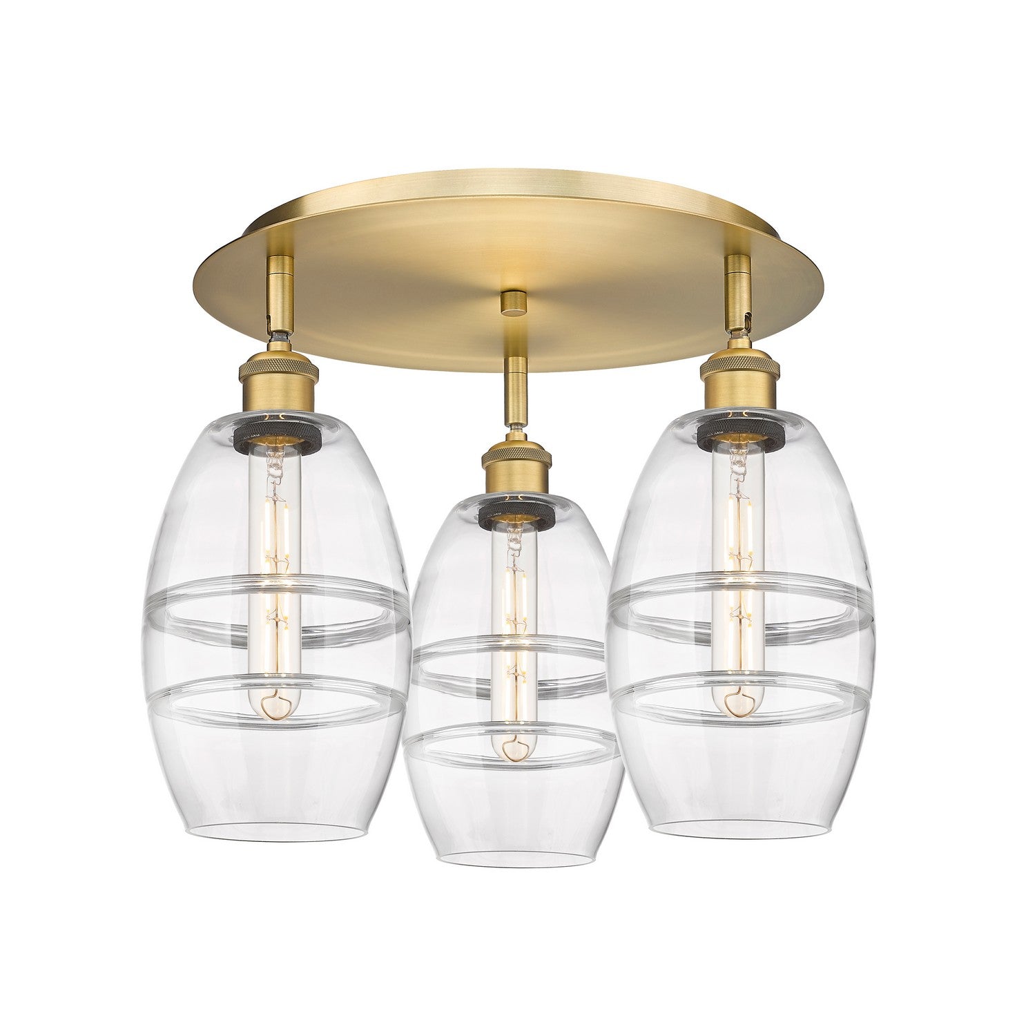 Innovations - 516-3C-BB-G557-6CL - Three Light Flush Mount - Downtown Urban - Brushed Brass