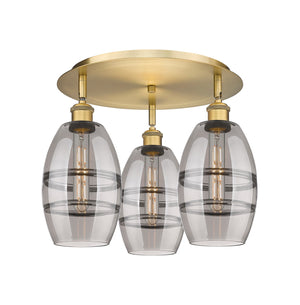 Innovations - 516-3C-BB-G557-6SM - Three Light Flush Mount - Downtown Urban - Brushed Brass