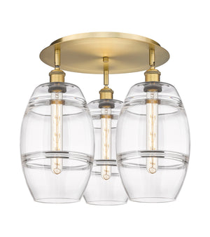 Innovations - 516-3C-BB-G557-8CL - Three Light Flush Mount - Downtown Urban - Brushed Brass