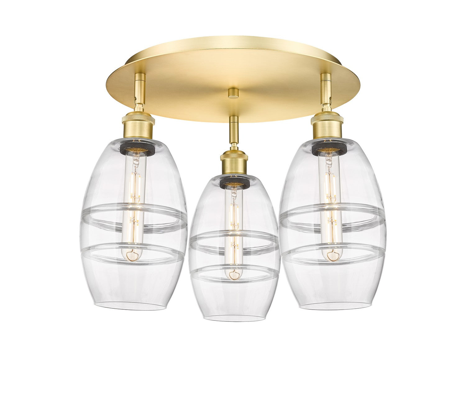 Innovations - 516-3C-SG-G557-6CL - Three Light Flush Mount - Downtown Urban - Satin Gold