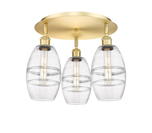 Innovations - 516-3C-SG-G557-6CL - Three Light Flush Mount - Downtown Urban - Satin Gold