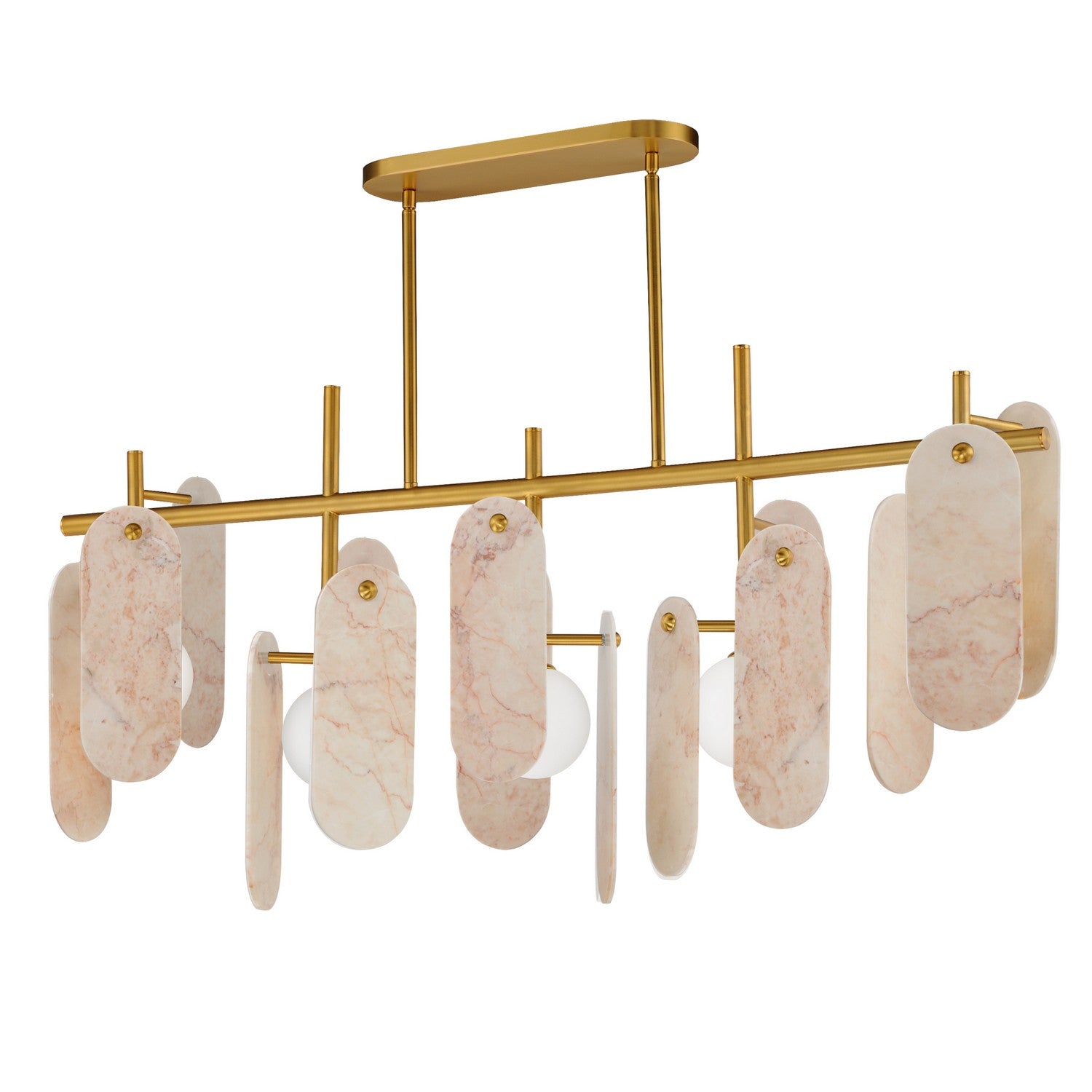 Studio M - SM24825RJNAB - Five Light Linear Pendant - Megalith - Stone - Natural Aged Brass