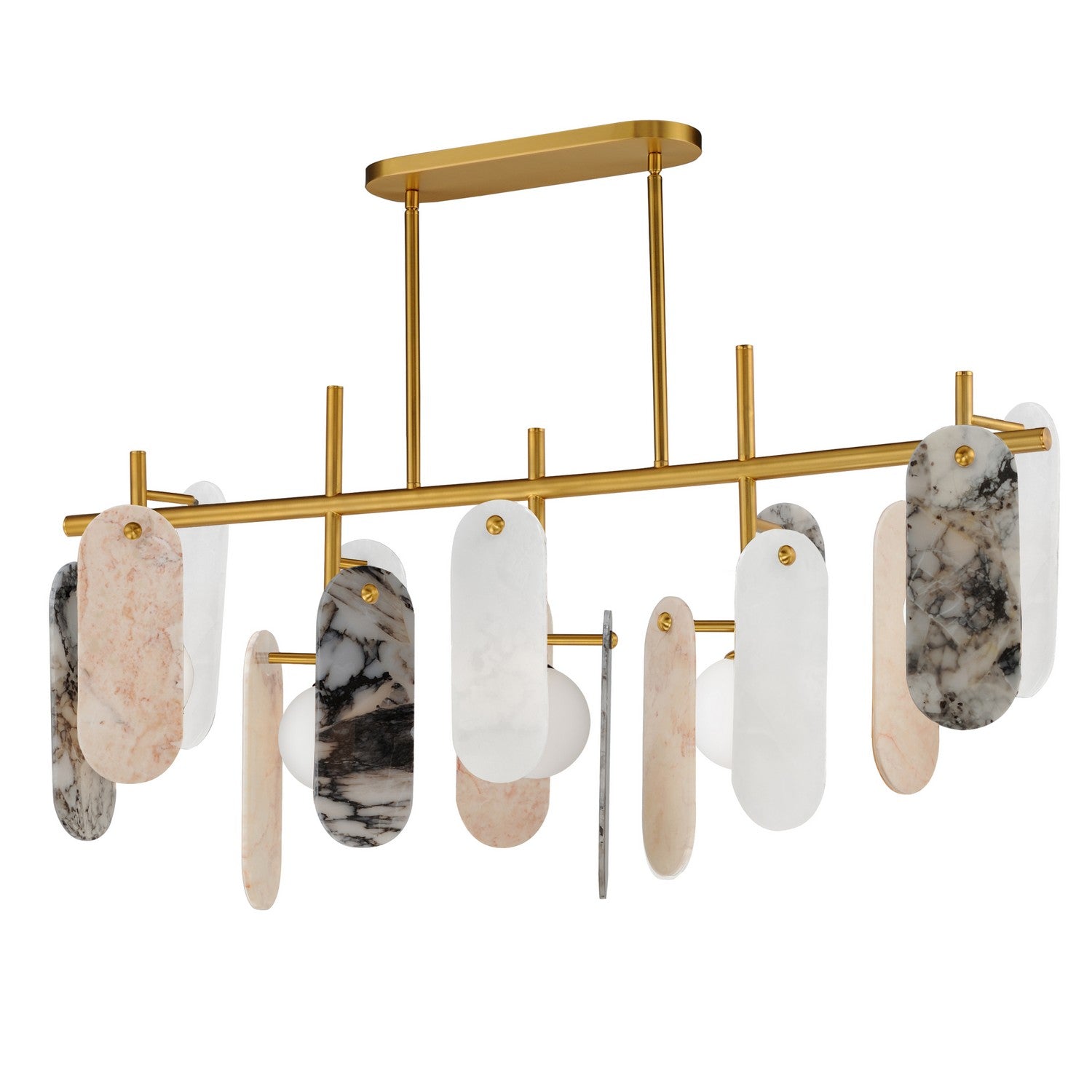 Studio M - SM24825VSNAB - Five Light Linear Pendant - Megalith - Stone - Natural Aged Brass