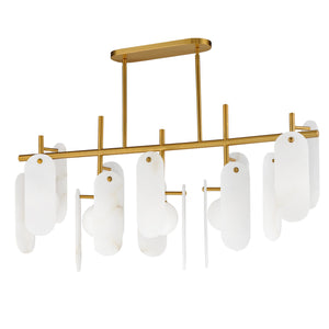 Studio M - SM24825WANAB - Five Light Linear Pendant - Megalith - Stone - Natural Aged Brass