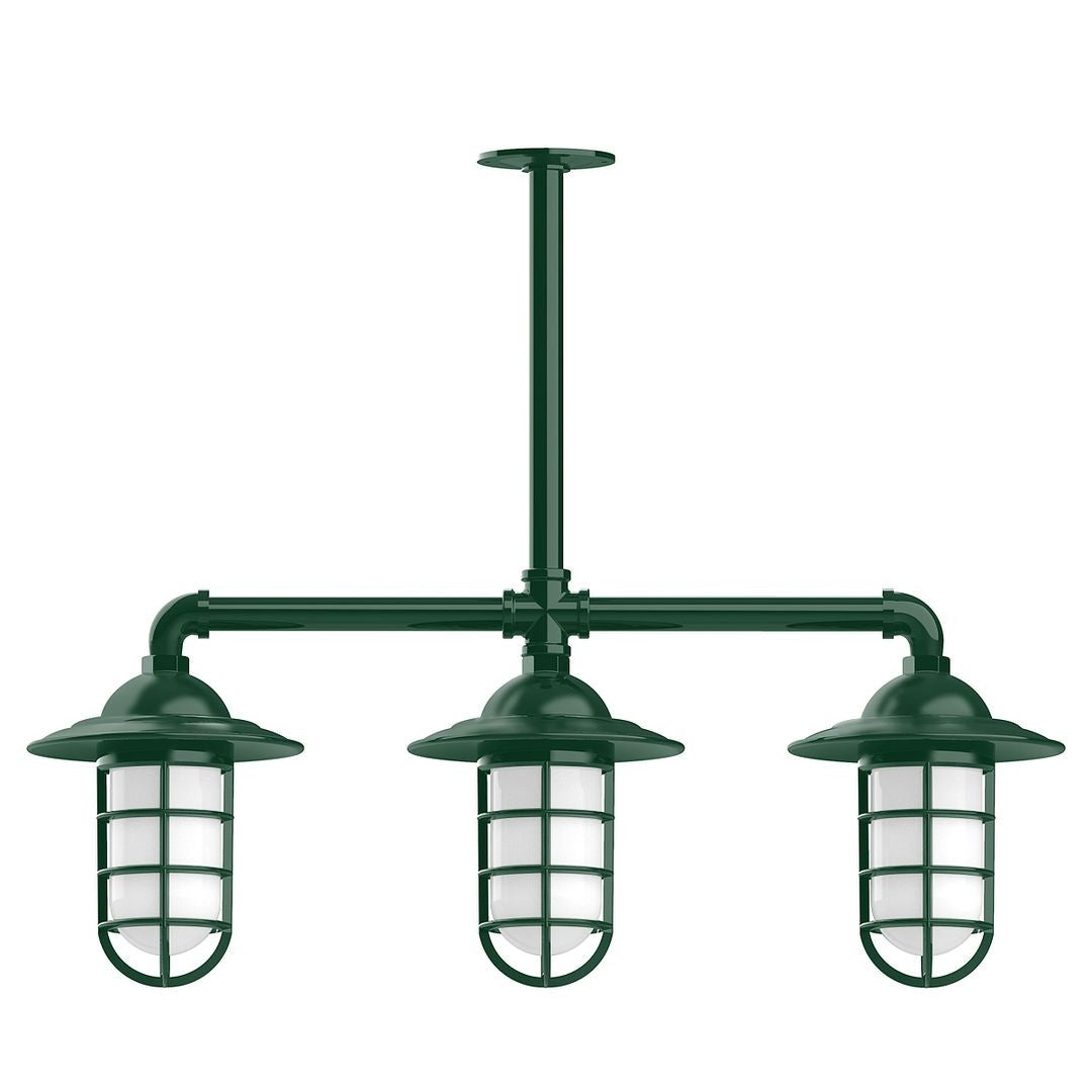 Montclair Light Works - MSK052-42-T30-G07 - Three Light Pendant - Vaportite - Forest Green