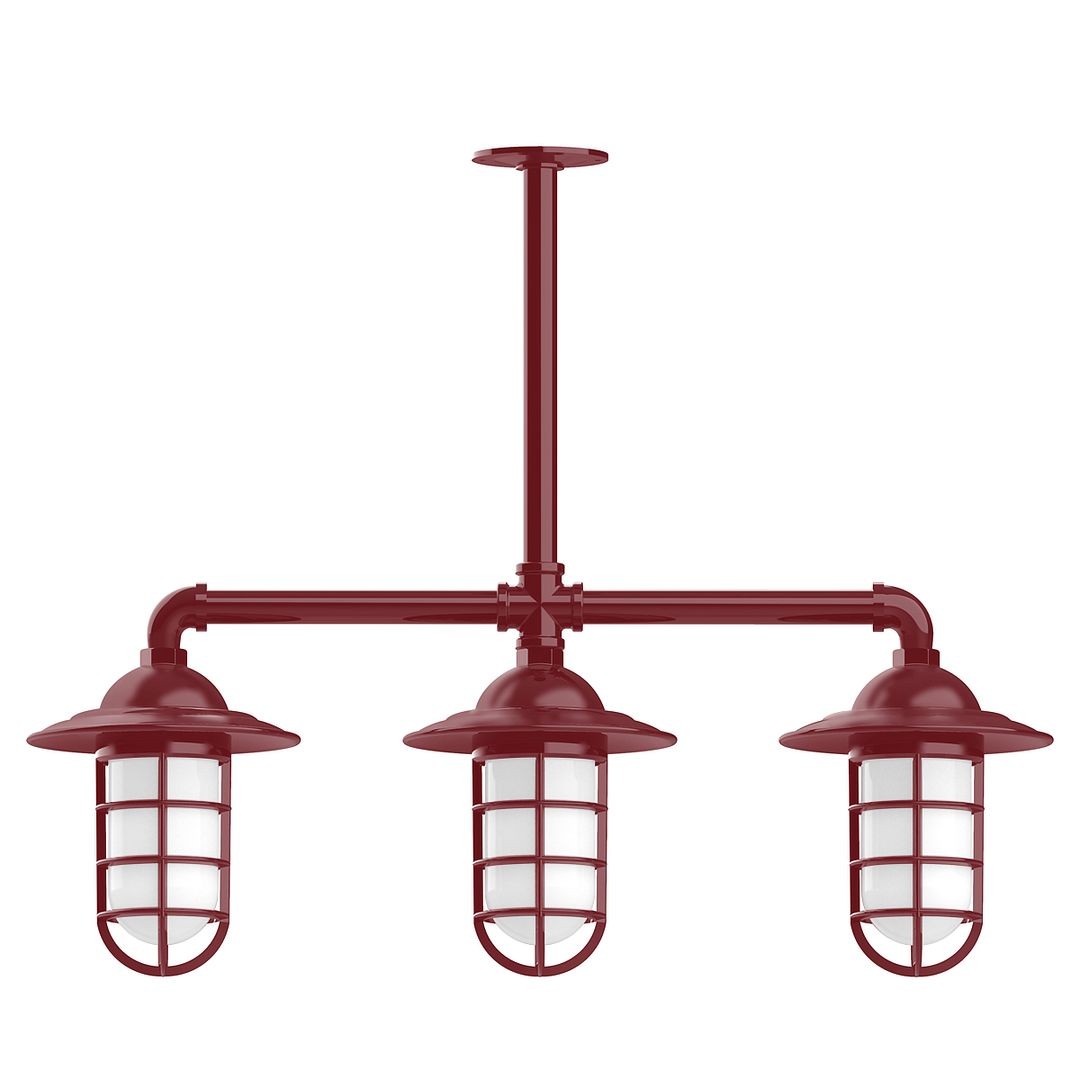 Montclair Light Works - MSK052-55-G07 - Three Light Pendant - Vaportite - Barn Red