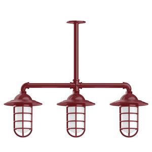 Montclair Light Works - MSK052-55-T24-G07 - Three Light Pendant - Vaportite - Barn Red