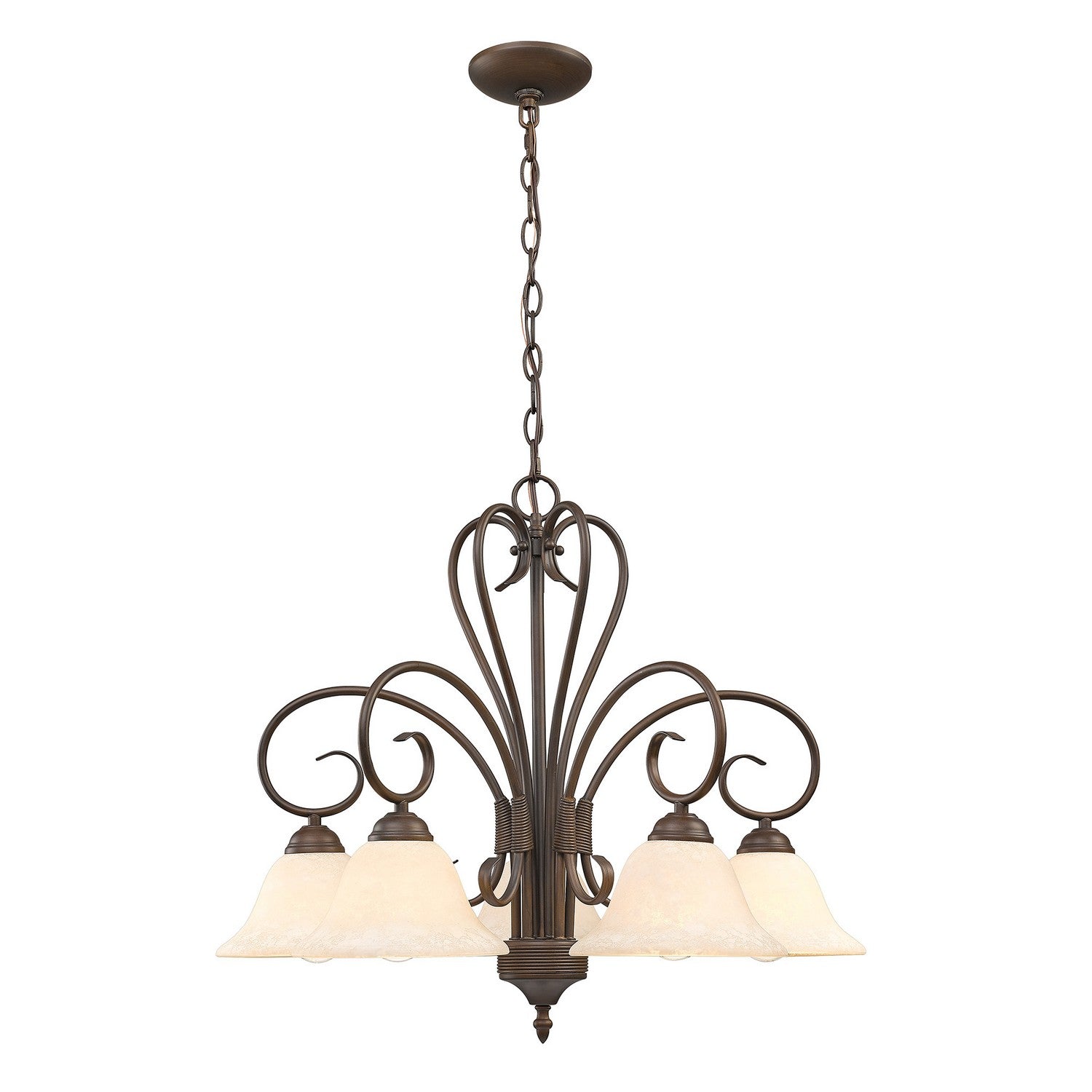 Golden - 8606-D5 RBZ-TEA - Five Light Chandelier - Homestead RBZ - Rubbed Bronze