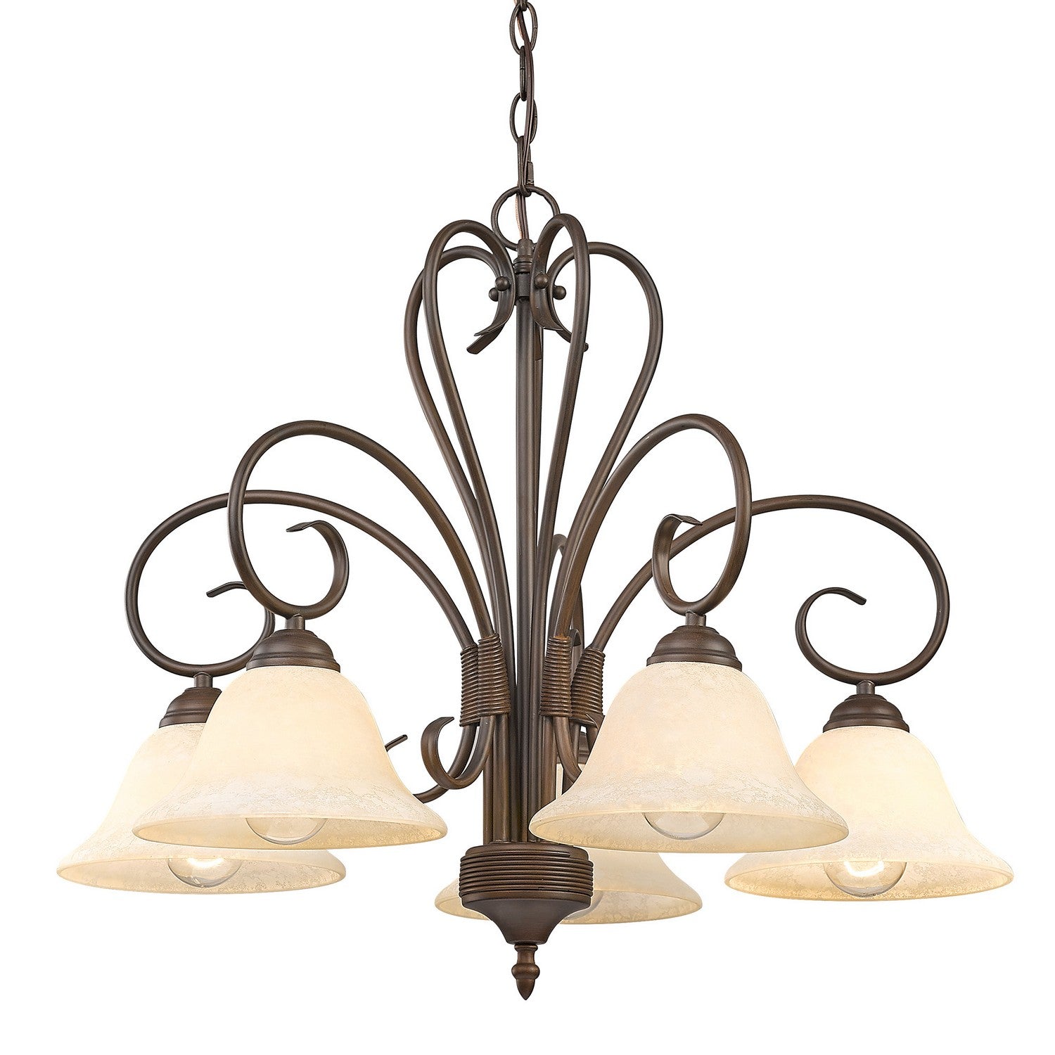 Golden - 8606-D5 RBZ-TEA - Five Light Chandelier - Homestead RBZ - Rubbed Bronze