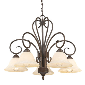 Golden - 8606-D5 RBZ-TEA - Five Light Chandelier - Homestead RBZ - Rubbed Bronze