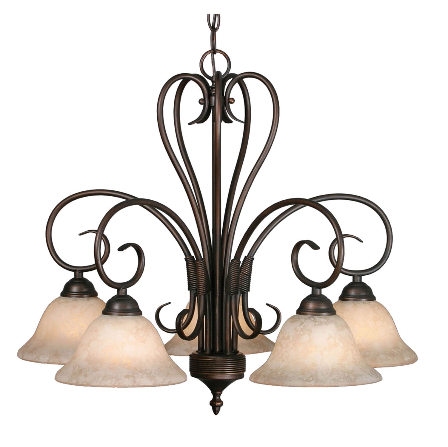 Golden - 8606-D5 RBZ-TEA - Five Light Chandelier - Homestead RBZ - Rubbed Bronze