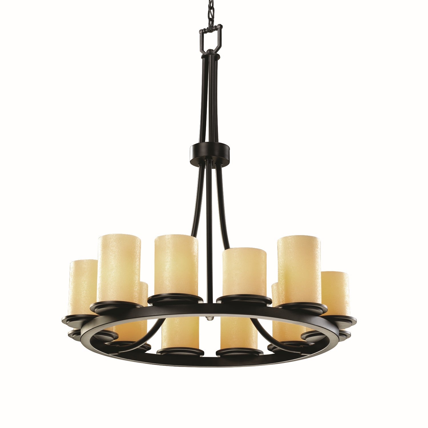 Justice Designs - CNDL-8763-10-AMBR-MBLK-LED12-8400 - LED Chandelier - CandleAria - Matte Black