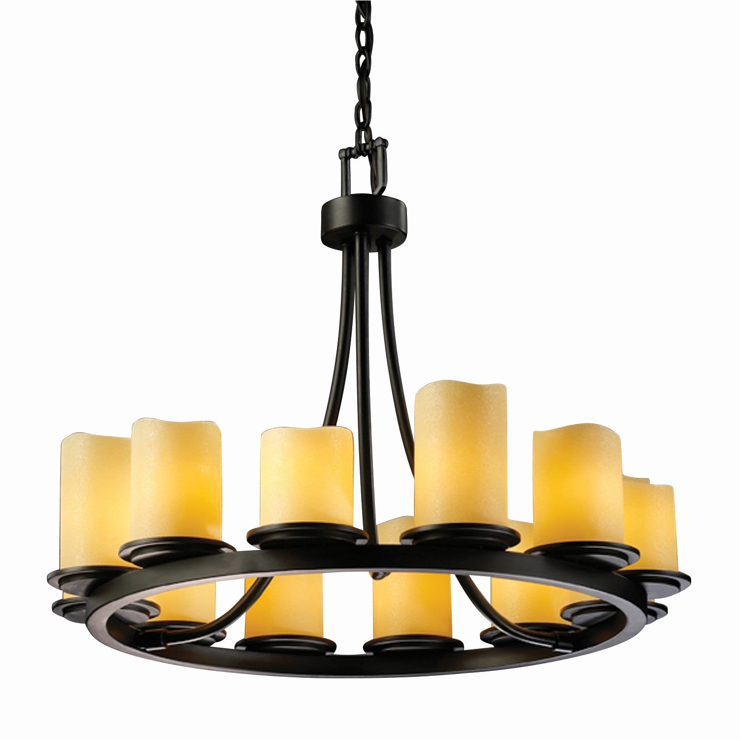 Justice Designs - CNDL-8768-14-AMBR-MBLK-LED12-8400 - LED Chandelier - CandleAria - Matte Black