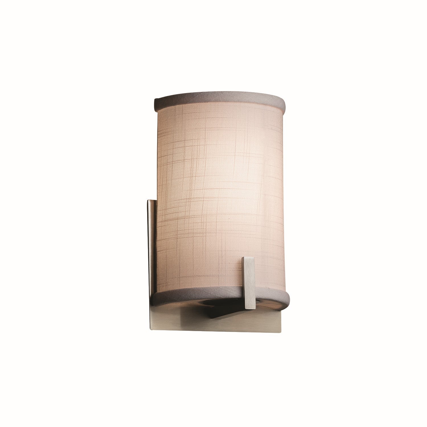 Justice Designs - FAB-5531-WHTE-NCKL - One Light Wall Sconce - Textile - Brushed Nickel