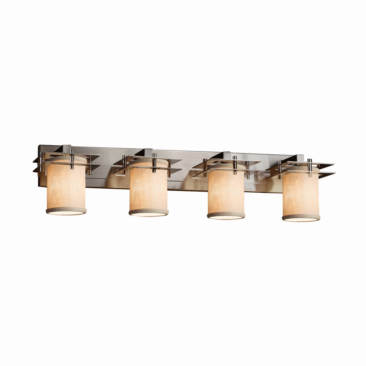 Justice Designs - FAB-8174-15-CREM-NCKL - Four Light Bath Bar - Textile - Brushed Nickel