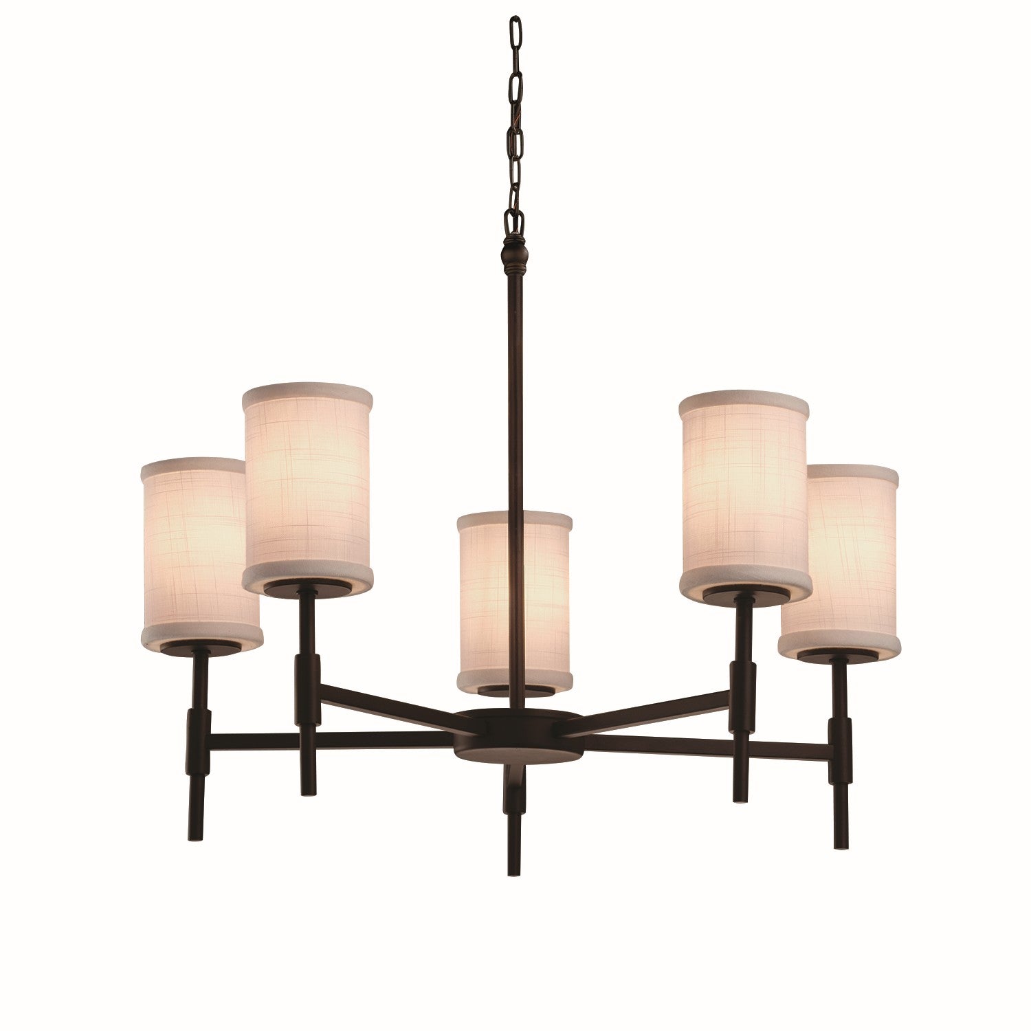 Justice Designs - FAB-8410-10-WHTE-DBRZ - Five Light Chandelier - Textile - Dark Bronze