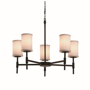 Justice Designs - FAB-8410-10-WHTE-DBRZ - Five Light Chandelier - Textile - Dark Bronze