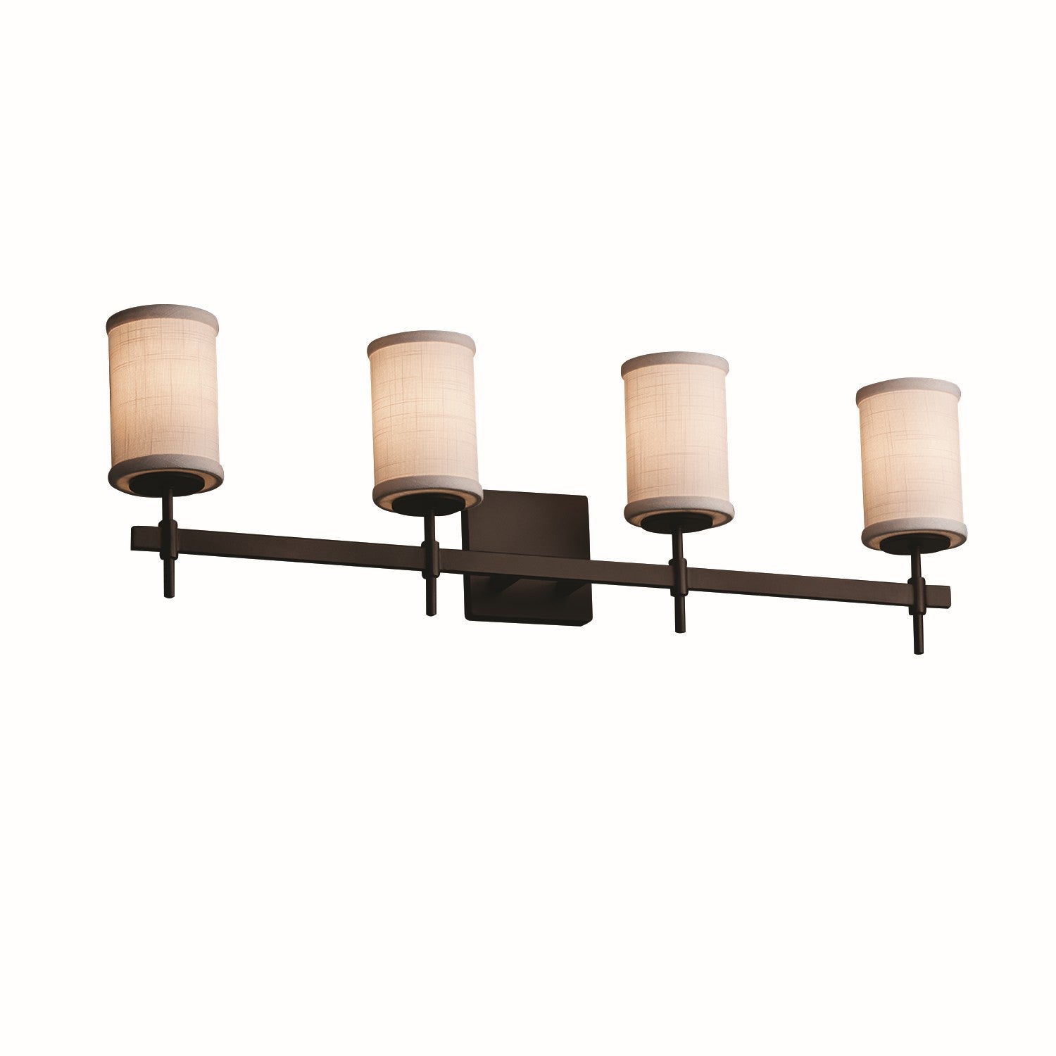 Justice Designs - FAB-8414-10-WHTE-DBRZ - Four Light Bath Bar - Textile - Dark Bronze