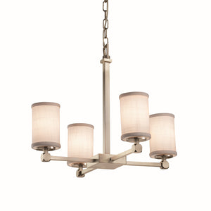 Justice Designs - FAB-8420-10-WHTE-NCKL - Four Light Chandelier - Textile - Brushed Nickel