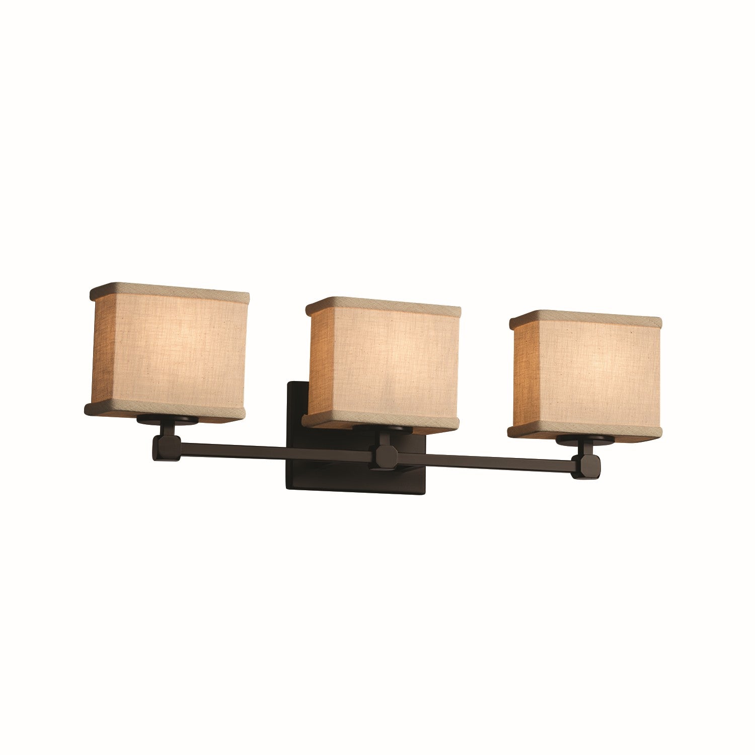 Justice Designs - FAB-8423-55-CREM-DBRZ - Three Light Bath Bar - Textile - Dark Bronze