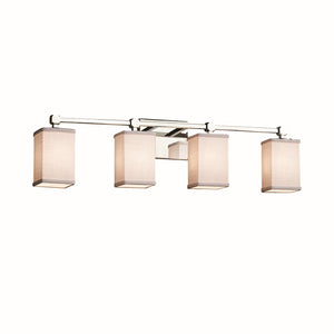 Justice Designs - FAB-8424-15-WHTE-CROM - Four Light Bath Bar - Textile - Polished Chrome