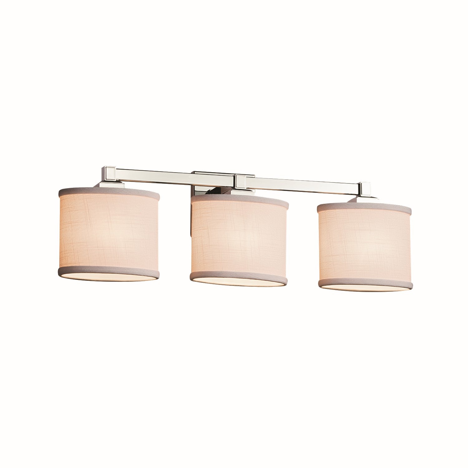 Justice Designs - FAB-8433-30-WHTE-CROM - Three Light Bath Bar - Textile - Polished Chrome