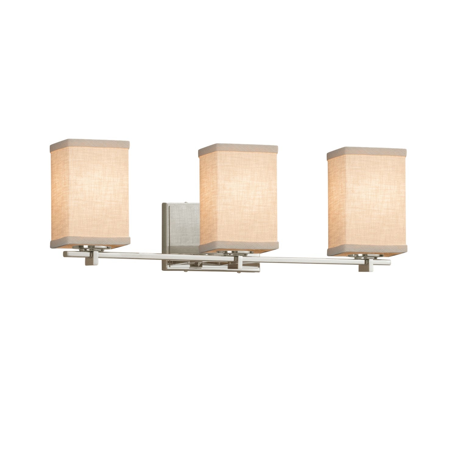 Justice Designs - FAB-8443-15-CREM-NCKL - Three Light Bath Bar - Textile - Brushed Nickel