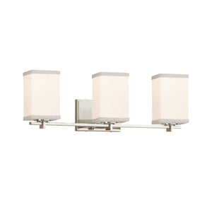 Justice Designs - FAB-8443-15-WHTE-NCKL - Three Light Bath Bar - Textile - Brushed Nickel