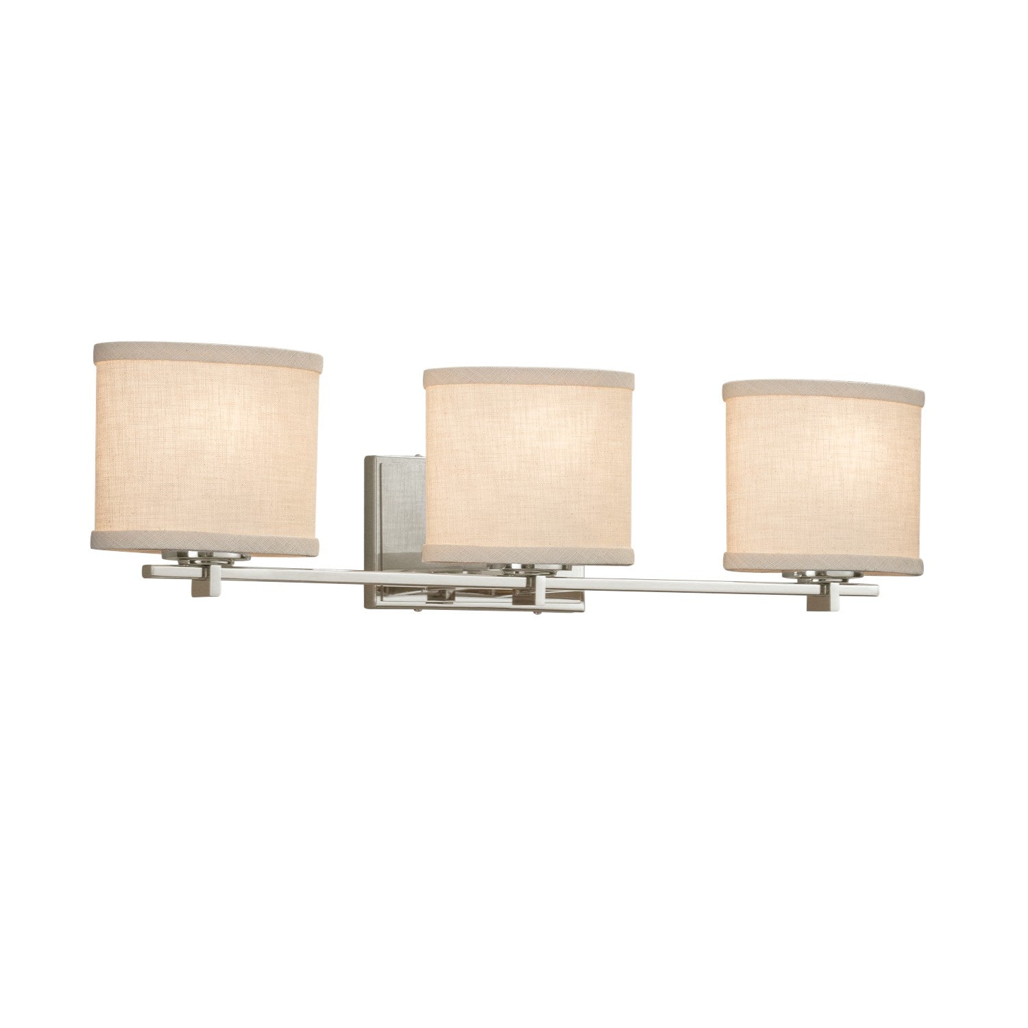 Justice Designs - FAB-8443-30-CREM-NCKL - Three Light Bath Bar - Textile - Brushed Nickel