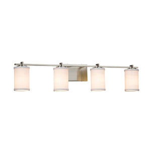 Justice Designs - FAB-8444-10-WHTE-NCKL - Four Light Bath Bar - Textile - Brushed Nickel