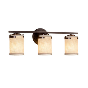 Justice Designs - FAB-8453-10-CREM-DBRZ - Three Light Bath Bar - Textile - Dark Bronze