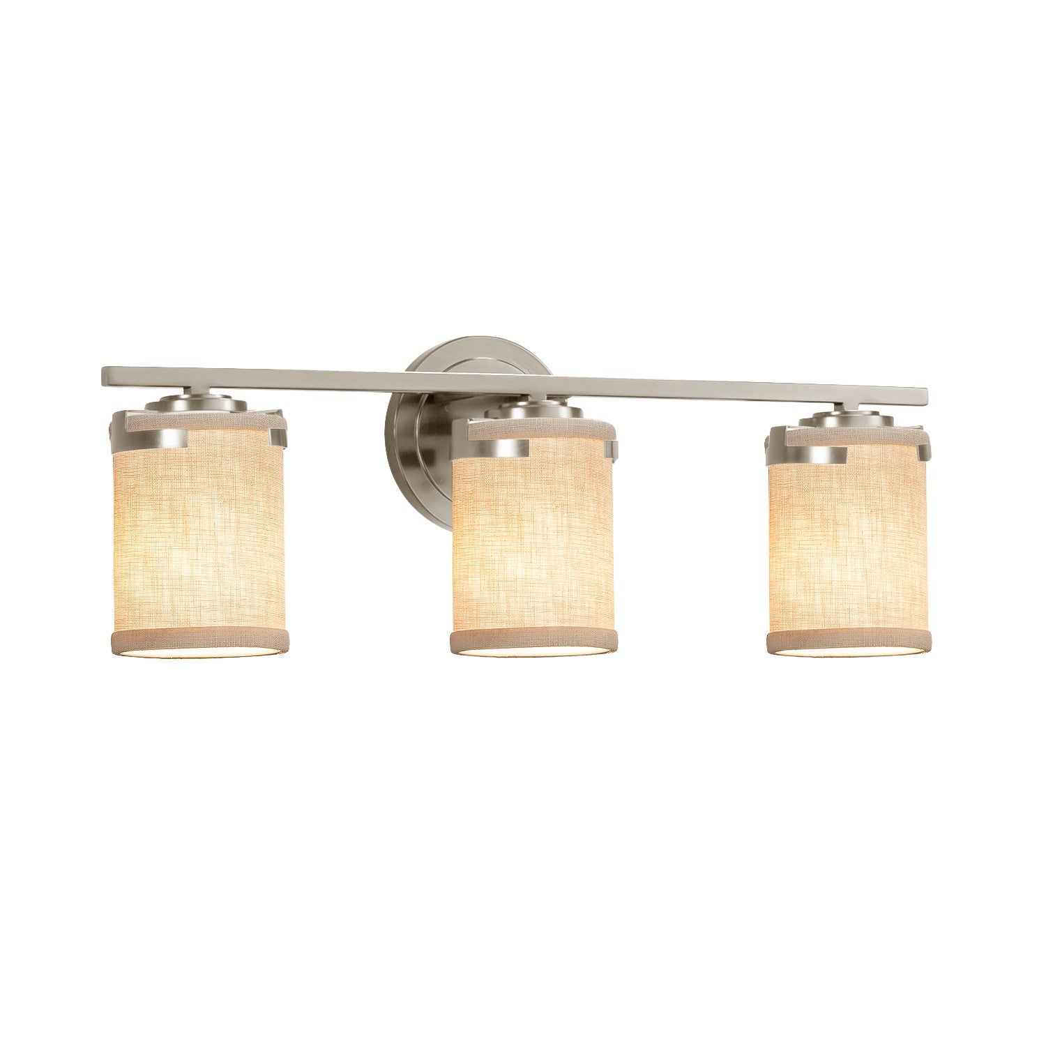 Justice Designs - FAB-8453-10-CREM-NCKL - Three Light Bath Bar - Textile - Brushed Nickel