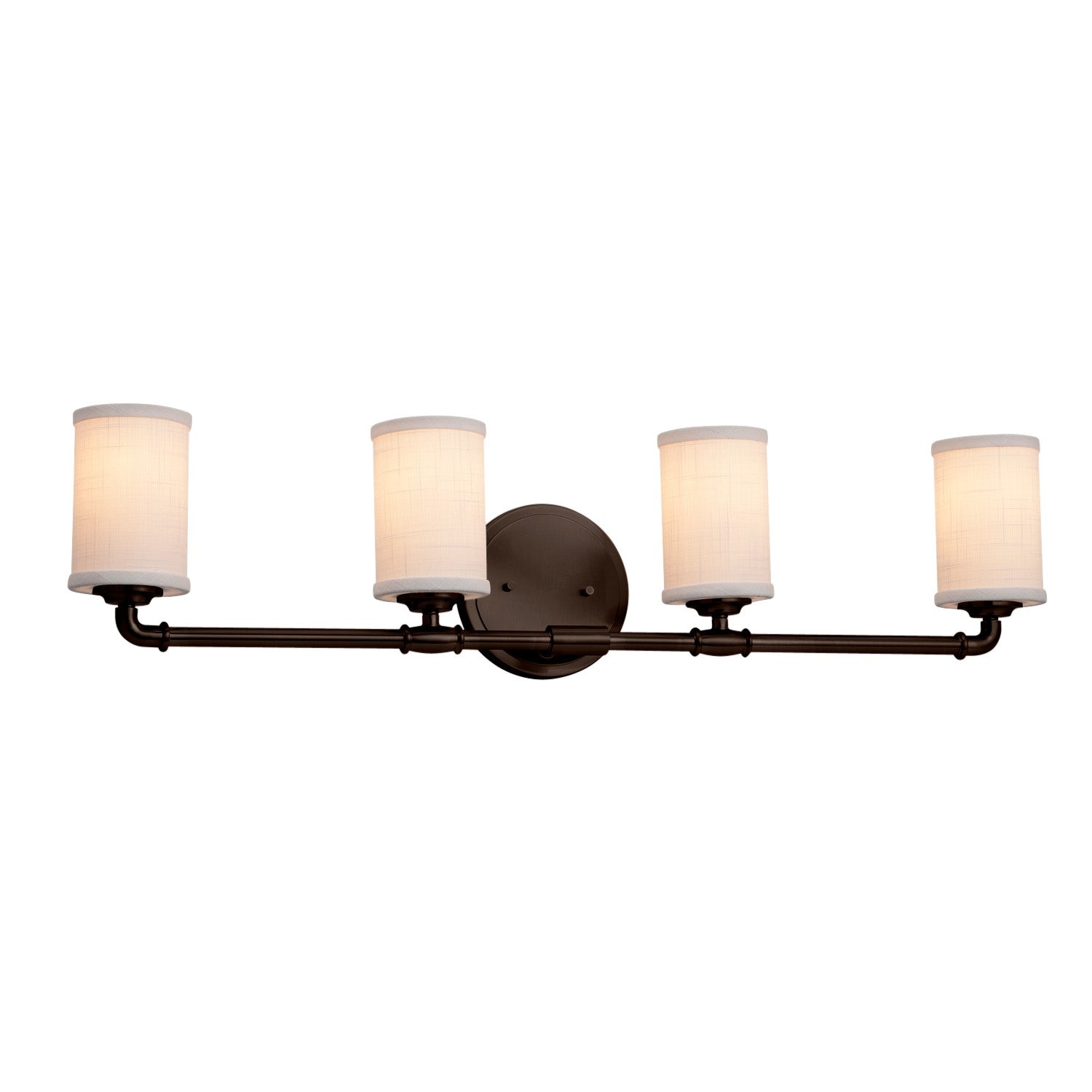 Justice Designs - FAB-8464-10-WHTE-DBRZ - Four Light Bath Bar - Textile - Dark Bronze