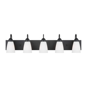 Generation Lighting. - 4420205-112 - Five Light Wall / Bath - Seville - Midnight Black