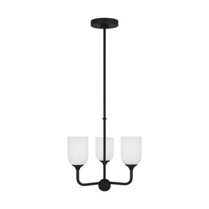 Generation Lighting. - GLC1073MBK - Three Light Chandelier - Emile - Midnight Black