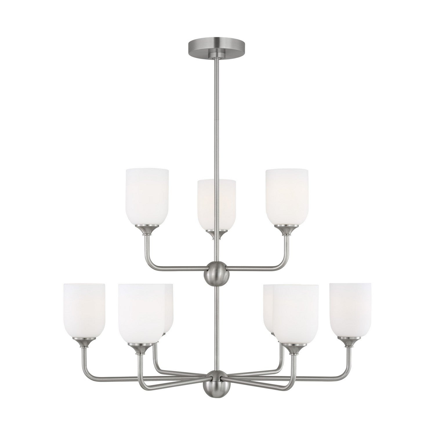 Generation Lighting. - GLC1109BS - Nine Light Chandelier - Emile - Brushed Steel