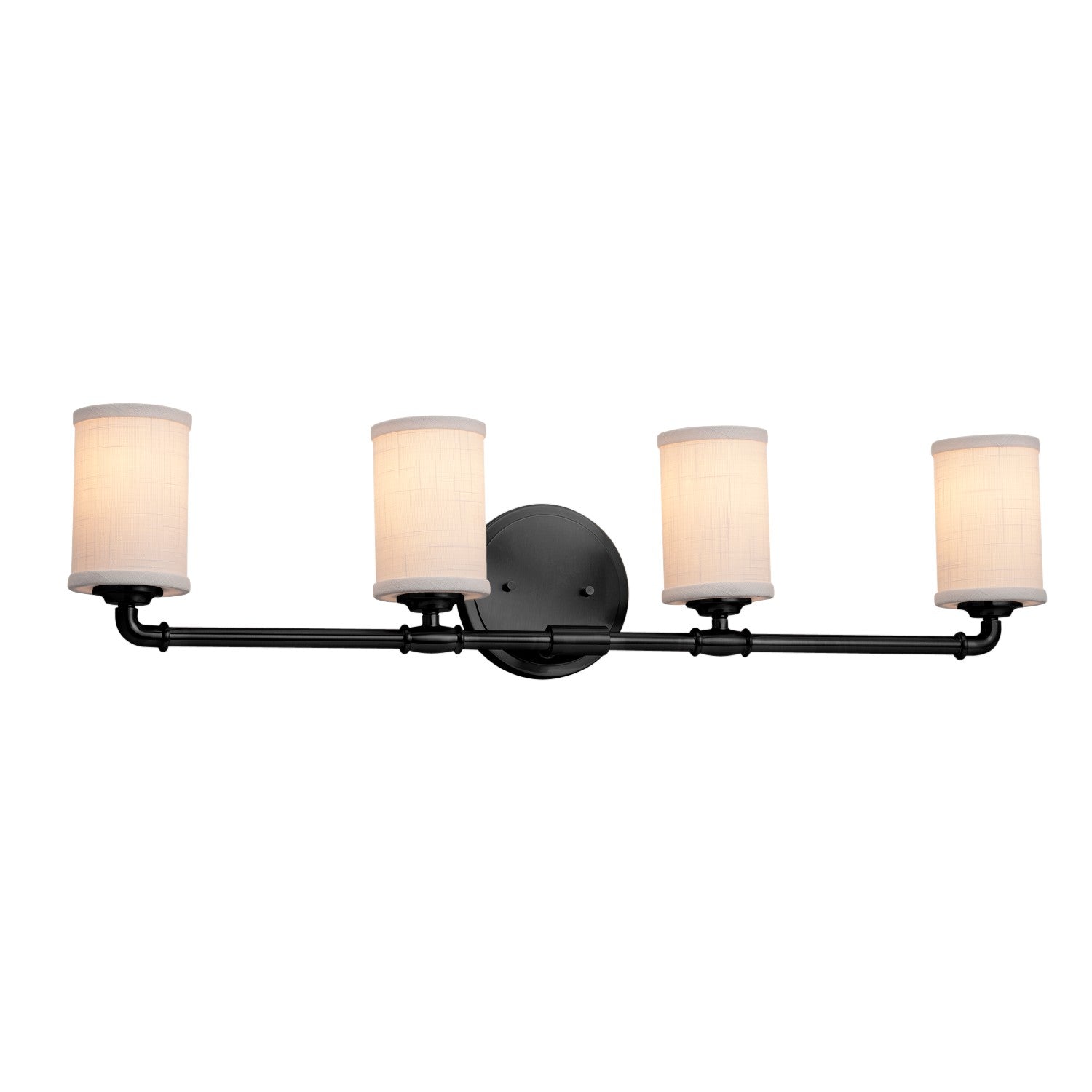 Justice Designs - FAB-8464-10-WHTE-MBLK - Four Light Bath Bar - Textile - Matte Black