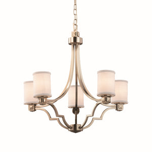 Justice Designs - FAB-8500-10-WHTE-NCKL - Five Light Chandelier - Textile - Brushed Nickel