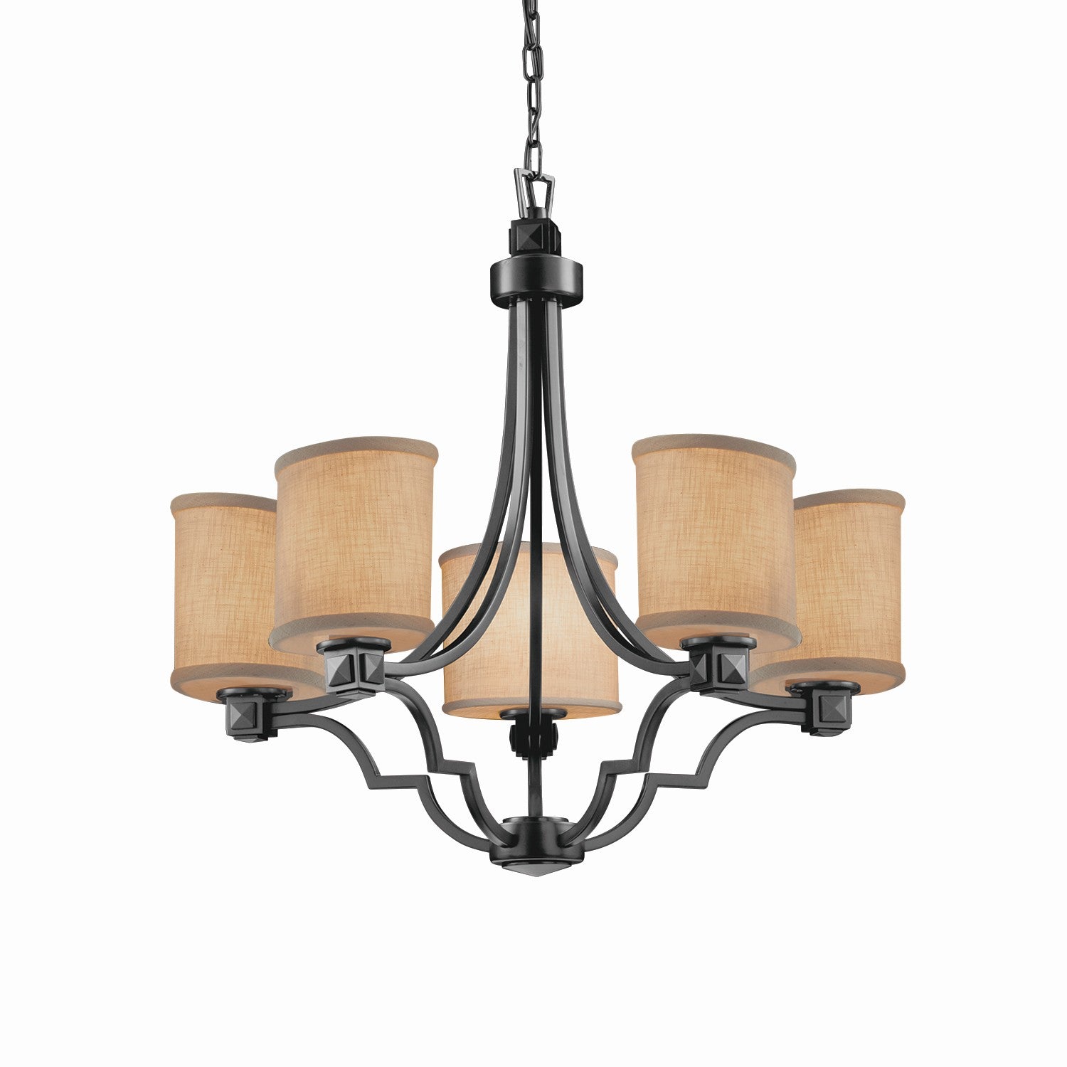 Justice Designs - FAB-8500-30-CREM-MBLK - Five Light Chandelier - Textile - Matte Black